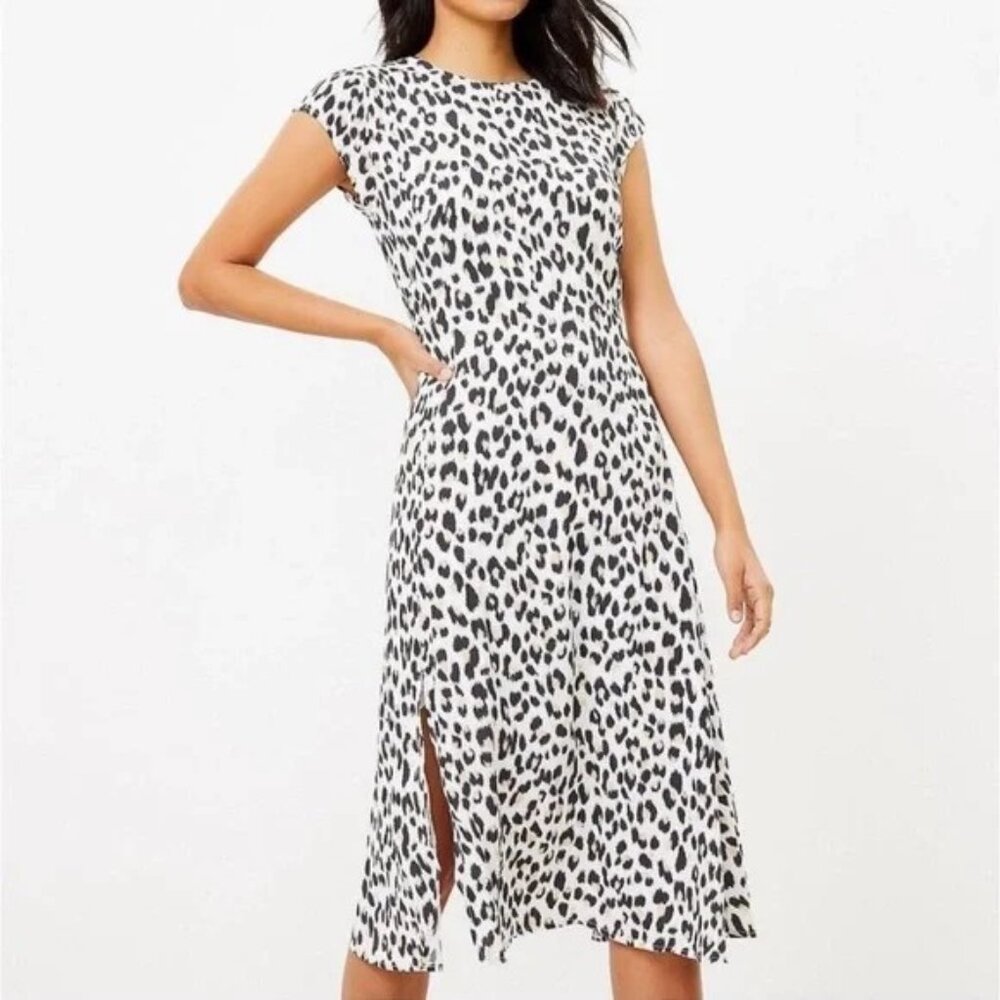 LOFT Leopard Print Midi Dress - Size 2 - NWT